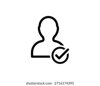 Un simple icono negro de un perfil de usuario con una marca de verificación