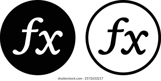 Simple black icons of functions