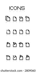 Iconos negros simples sobre fondo blanco