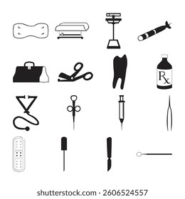 Simple Black Icons, Various Objects, Graphic Resources
EPS Vector Set, Black and White, Needs Editing