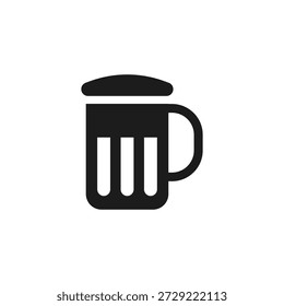 Una simple ilustración negra de una taza de cerveza.