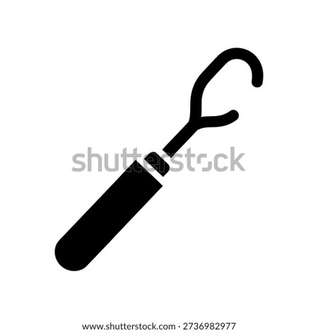 Simple black illustration of a gardening fork or cultivator on a white background