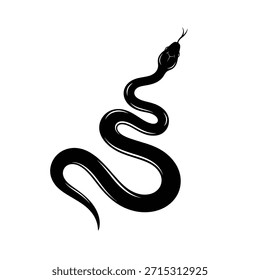 Uma ilustração simples, preta de uma cobra com um corpo enrolado e cabeça levantada sobre um fundo branco