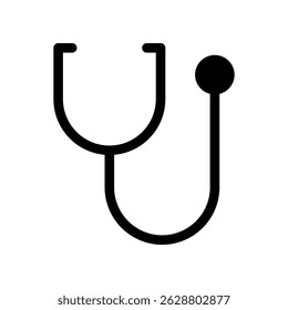 Simple Black Illustration of Stethoscope Icon, Representing Healthcare and Medicine