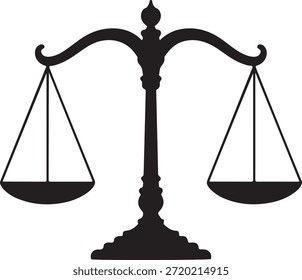 Una simple Imagen negra que muestra las escalas de justicia que representan la equidad y los principios legales.