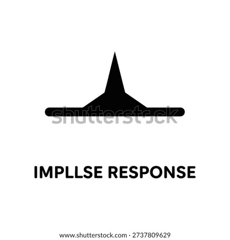 A simple black impulse response graph on a white background, symbolizing signal processing.