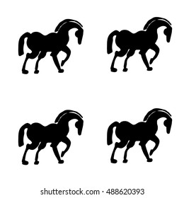 Simple black ink horses seamless pattern