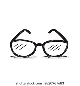 A simple black ink sketch of classic optical spectacles representing vision, sight, and intellectual pursuits