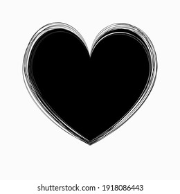 simple black isolated childish hand drawn hearts symbol element vector design