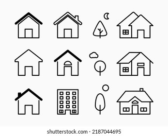 simple black  isolated home silhouette symbols for icons, banner, label, button, background, wallpaper, web, cover etc. vector design.