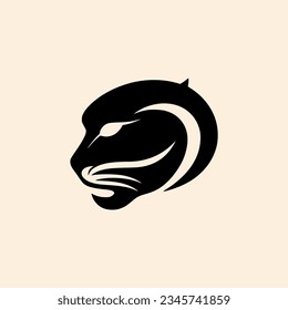 simple black jaguar head wild animal logo vector illustration template design