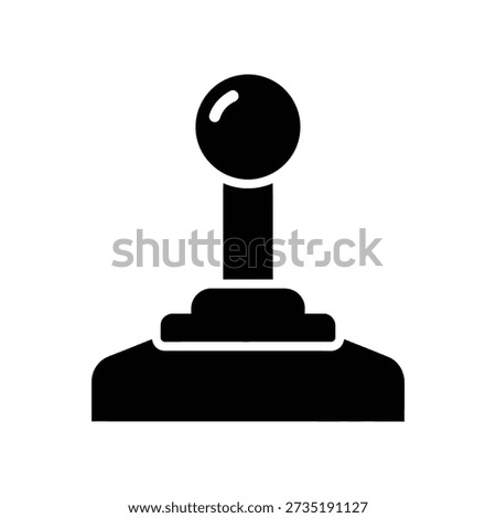 Simple black joystick icon on a white background, symbolizing gaming and control.