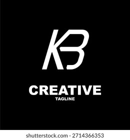 Simple black KB letter logo vector, company icon design.