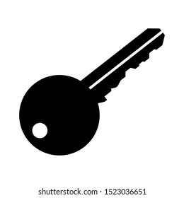 Simple black key icon isolated on white background