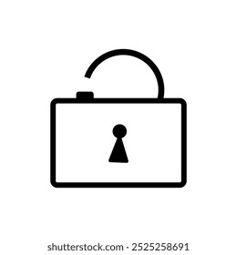 Simple black key padlock icon design with white background 
