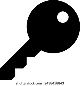 Simple black key silhouette icon