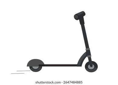 Simples chute preto scooter ilustração em estilo plano mínimo com linhas de movimento no fundo branco