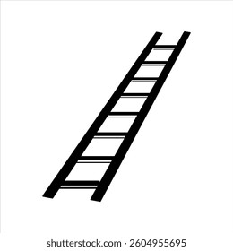 Simple Black Ladder Icon in Perspective View