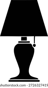 Uma simples lâmpada preta com uma sombra clássica sobre um fundo branco