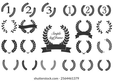 Simple black laurel frame and ranking icon set