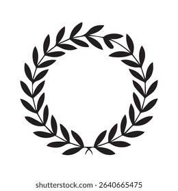 Simple black laurel wreath circle frame design.eps

