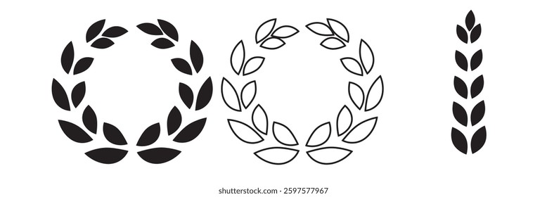 Simple black laurel wreath illustration.