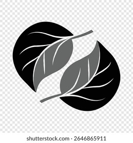 Icono negro simple de la hoja para la marca respetuosa del medio ambiente y de la sostenibilidad aislado en fondo transparente. EPS 10
