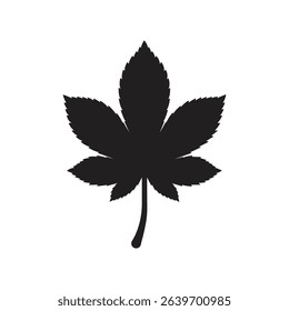 Simple black leaf silhouette for eco, nature and organic themes.