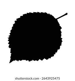Simple black leaf silhouette on white background perfect for nature or ecology design