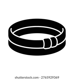 Simple black leather bracelet with a buckle, illustrated on a clean white background, ideal for jewelry and fashion concepts.