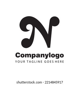 letra negra simple n para el diseño de la compañía de logotipos