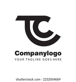 letra simple en negro tc para el diseño de la compañía de logotipos