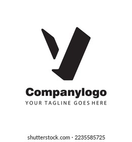 einfacher schwarzer Brief v für Logo-Firmendesign