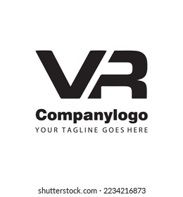 simple black letter vr for logo company design