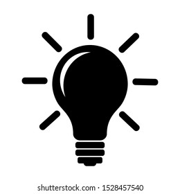 Simple black light bulb icon isolated on white background