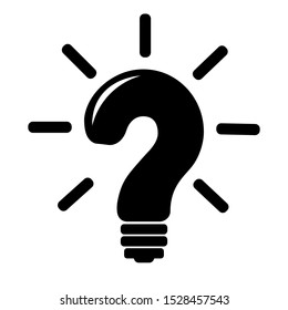 Simple Black Light Bulb Question Mark Icon Isolated On White Background