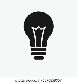 Simple Black Lightbulb Icon for Creative Concepts