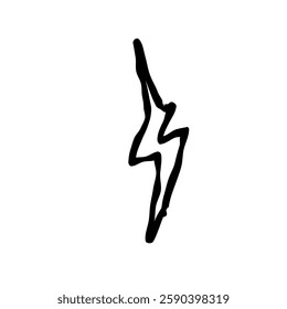 Simple black lightning bolt design on white background, minimalist symbol of energy and power.