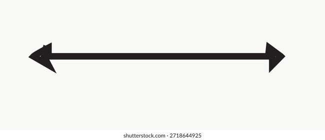 Una simple línea negra con puntas de flecha en ambos extremos, indicando la dirección. La línea con puntas de flecha se centra en un fondo blanco liso. Diseño minimalista. Elemento de Vector aislado en blanco.