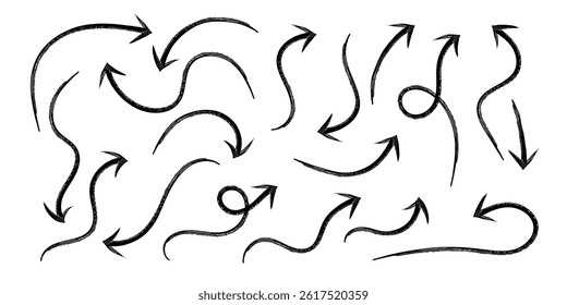 Simple black line arrows set in hand drawn sketch style
