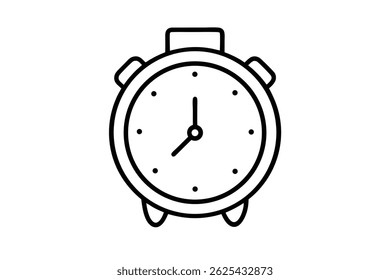 Simple black line art of a clock face.