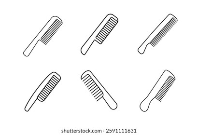 Simple Black Line Art Combed Hairbrushes