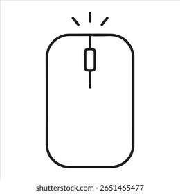 Simple black line art computer mouse icon, isolated on white.