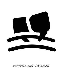 Simple black line art depicting a minimalist sad face emoticon with downturned mouth, ideal for emotions and mood graphics.