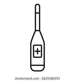 Arte de línea negro simple de un termómetro médico digital sobre un fondo blanco