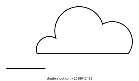 Simple black line art featuring a cloud with a straight line underneath. Ideal for weather themes, minimalist designs, educational materials, digital icons, and graphic design projects.