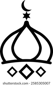 Simple black line art graphic of an Islamic dome