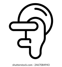 Simple black line art icon of a human ear, suitable for medical or audiorelated design