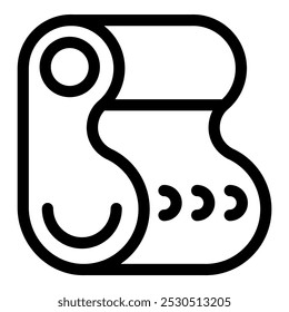 Simple black line art icon representing a roll of toilet paper, an essential for bathroom hygiene