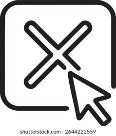 Um ícone simples de arte com uma caixa de verificação com um X dentro e um ponteiro do mouse.